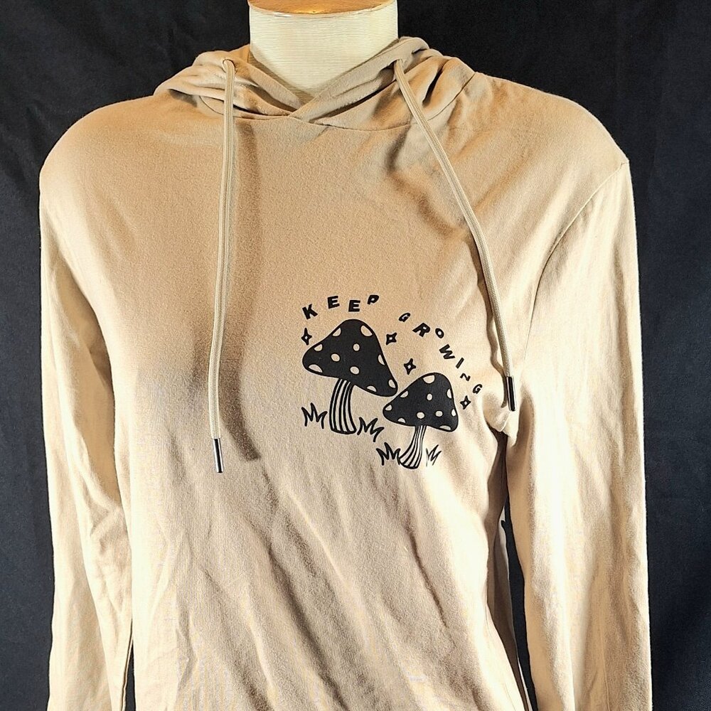 Cactus Man “Keep Growing” Mushroom Long Sleeve Unisex Beige T Shirt Hoodie